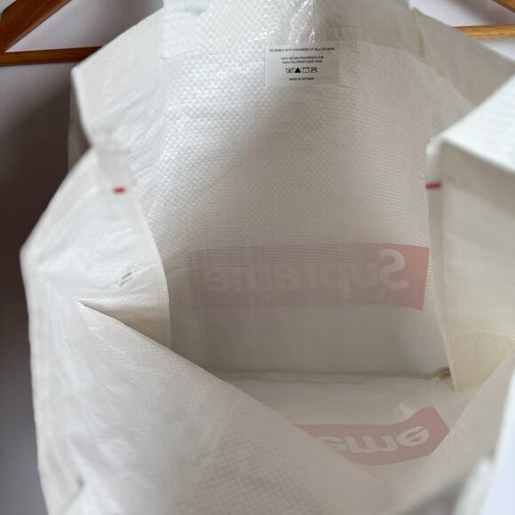 Supreme Box Logo Reuseable Shopping Tote Bag White Red - Picture 3 of 10